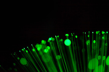 Fiber optic, glare in the focus. Abstract futuristic background