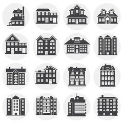 Real estate icons set on background for graphic and web design. Simple illustration. Internet concept symbol for website button or mobile app.