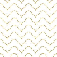 Wall Mural - Elegant linear oriental style chevron ornament. Seamless vector pattern in gold color