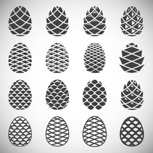 Pine Cone Icons Set On Background For Graphic And Web Design. Simple Illustration. Internet Concept Symbol For Website Button Or Mobile App.
