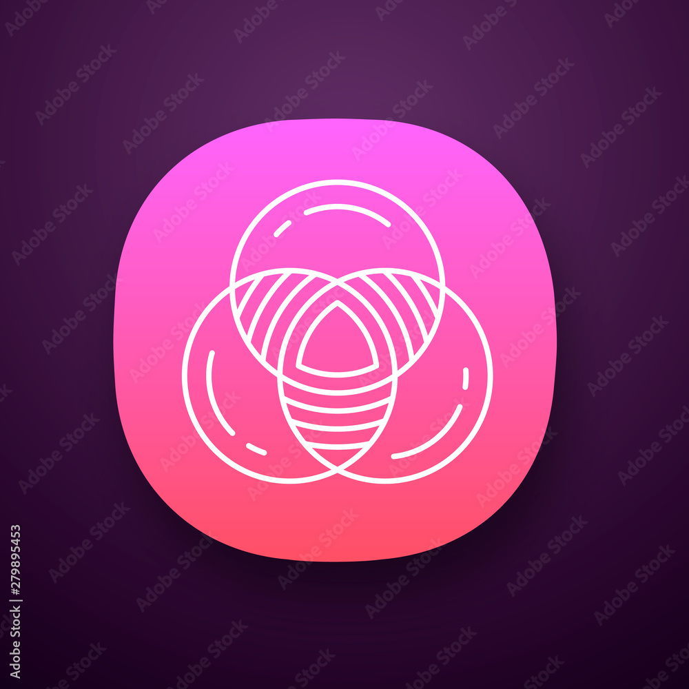Venn diagram app icon. Primary diagram. Three overlapping closed ...