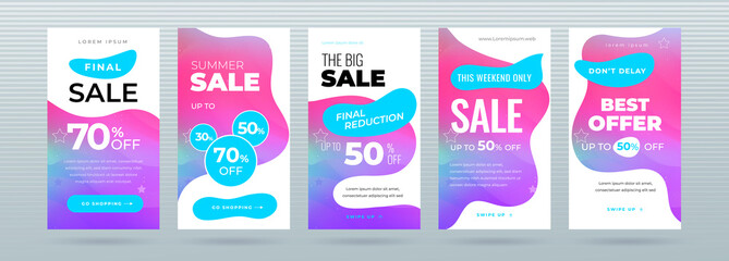 Wall Mural - set of dynamic modern fluid sale banner for social media stories, web page, mobile phone. sale banne