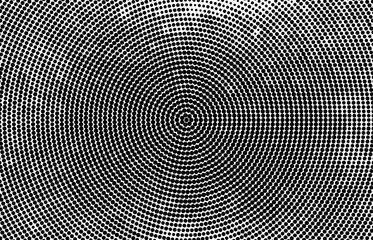 Wall Mural - Abstract radial halftone texture. Monochrome background of black dots on white.