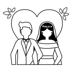 Wall Mural - couples wedding bride and groom love heart