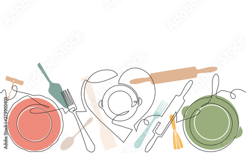 Dekoracja na wymiar  kulinarny-wzor-backgraund-z-naczyniami-ilustracja-wektorowa