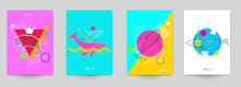 Set Of Composition With Hand Drawn Humpback Whale In Fashion Pop Art Style. Modern Background For Covers, Invitations, Posters, Banners, Flyers, Placards. Creative Design Concept.