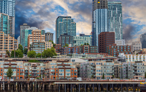 Cuadros en Lienzo The new Seattle Waterfront from Puget Sound