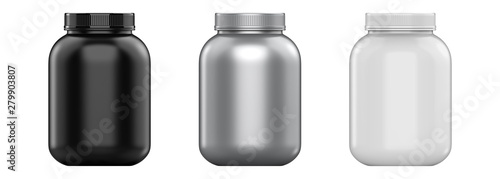 Cuadros en Lienzo 3d rendering sport nutrition containers set without label