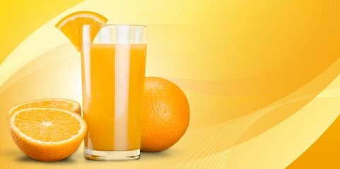 Sticker - Glass of delicious orange juice on table