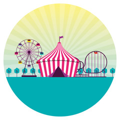 Canvas Print - fun fair event amusement park tent