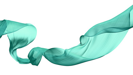 Wall Mural - Flowing transparent Cloth Wave, green Waving Silk Flying Textile, 3d illustration