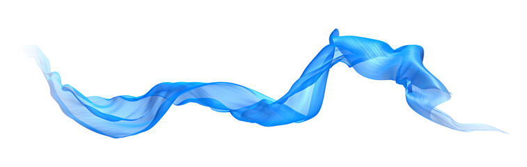 Wall Mural - Flying blue wavy fabric. 3d render
