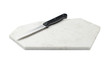 Utility knife and marble board on white background