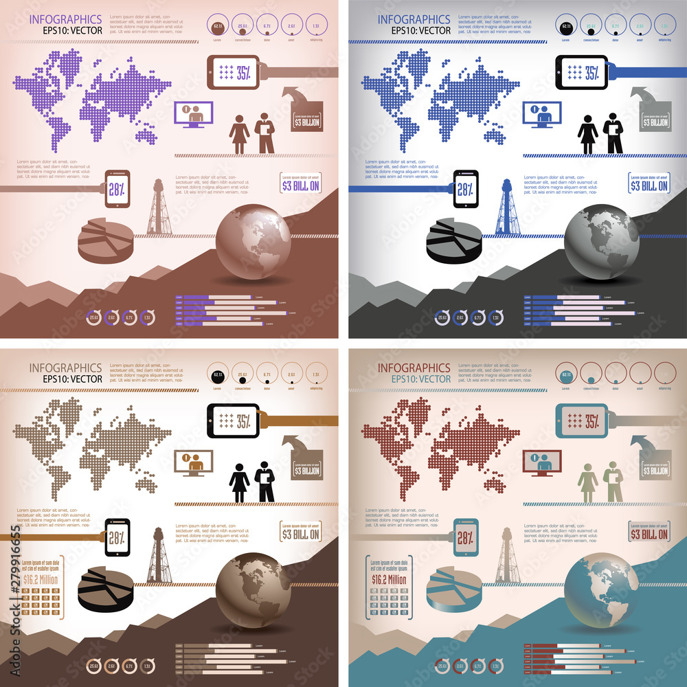 Four-in-One infographics—4 Color Schemes For The Price of One Stock ...