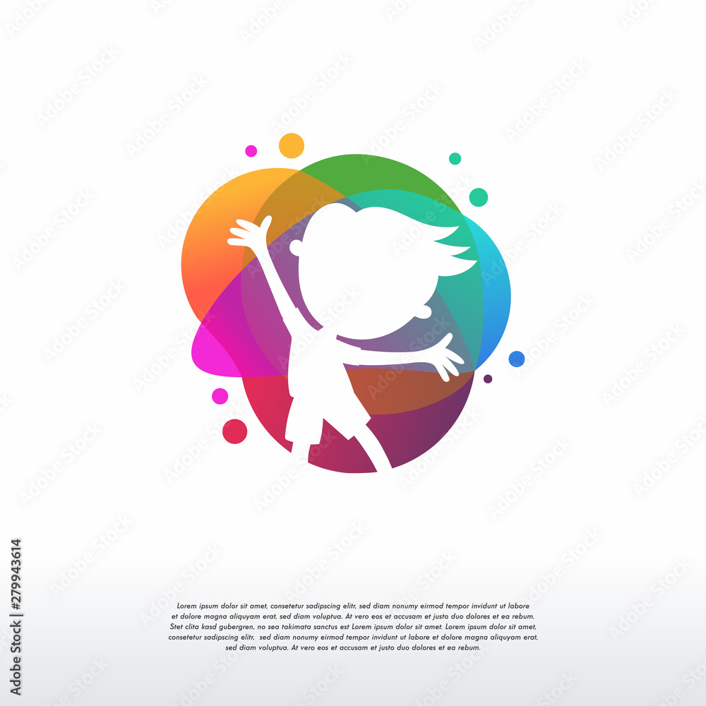 Colorful Kids Play logo vector, Children logo designs template, design concept, logo, logotype element for template - obrazy, fototapety, plakaty 