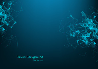 Wall Mural - Abstract plexus background with connected lines and dots. Wave flow. Plexus geometric effect Big data with compounds. Lines plexus, minimal array. Digital data visualization. Vector illustration.