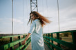 russian Siberian girl on a bridge 