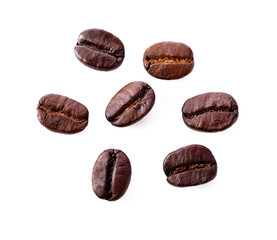 Wall Mural - Coffee beans isolated on white background