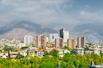 beautiful view of tehran, iran. colorful residential buildings