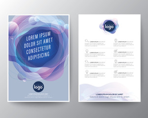 Wall Mural - modern abstract fluid purple blue circle shape colors gradient on blue pastel background for brochur