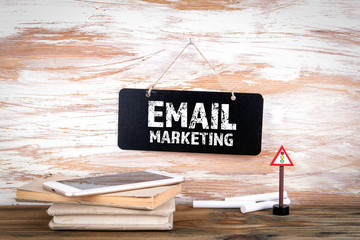 Wall Mural - Email Marketing concept. Small blackboard on the wall with text