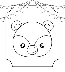 Wall Mural - head of cute little bear baby with garlands