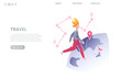 © sergeymashkov - Character walks around the planet, the concept of spontaneous travel. Isolated vector illustration for business landing page template