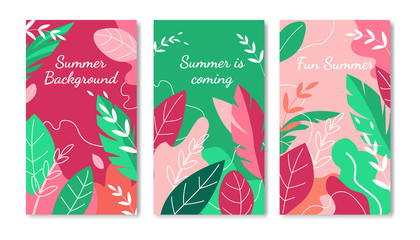 Summer Background Vertical Banners Set. Ad Poster