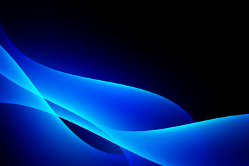 Wall Mural - abstract light blue curve graphic on dark background, copy space composition.