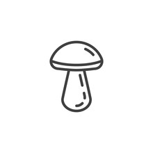 Fungus, Fungi Line Icon. Birch Bolete Linear Style Sign For Mobile Concept And Web Design. Mushroom Outline Vector Icon. Symbol, Logo Illustration. Vector Graphics