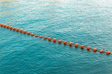 Separation Buoys In The Sea For Safe Swimming On The Beach.