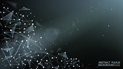 Wall Mural - vector. neural network. dark polygonal plexus background. abstract futuristic 3d image. science and 
