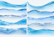 © ONYXprj - Wave realistic splashes. Liquid water surface with bubbles and splashes ocean or sea vector backgrounds on transparent background