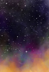 Wall Mural - star field in galaxy space with nebula, abstract watercolor digital art painting for texture backgro