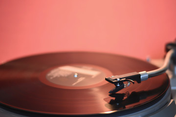 Canvas Print - vinyl record on a turntable