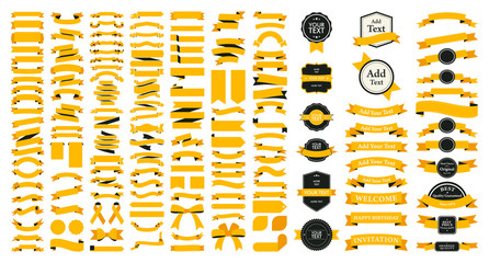 beautiful ribbons, tags and bows collection set vector design eps 10