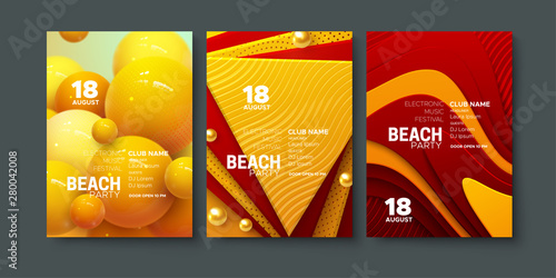 Electronic Music Festival Ads Poster Modern Club Beach Party