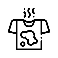 Wall Mural - Laundry Service Dirty T-shirt Vector Line Icon. Stink Wear Laundry Service, Washing Clothes Dress Linear Pictogram. Laundromat, Dry-Cleaning, Launderette, Stain Removal Contour Illustration