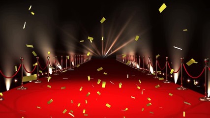 red carpet and confetti