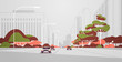 © mast3r - cars driving road modern city panorama with street lamps skyscrapers urban cityscape background flat horizontal banner