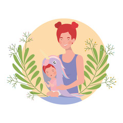 Poster - woman with baby avatar character