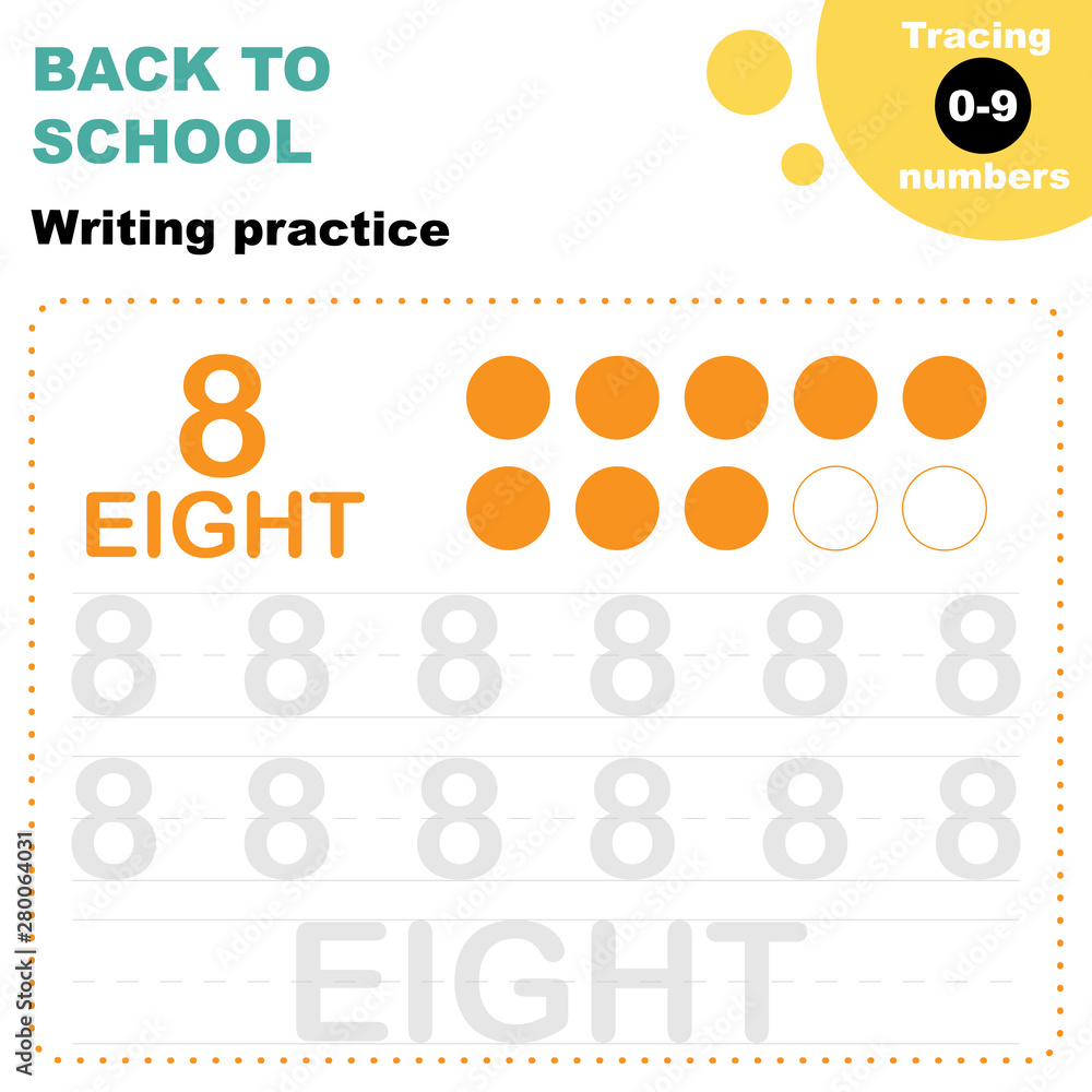 Preschool kids worksheet. Tracing digits 0 to 9. back to school ...