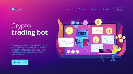 Wall Mural - cryptocurrency mining software, artificial intelligence for e business. crypto trading bot, automate