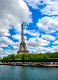 Fototapeta Paryż - The Eiffel Tower across the River Seine in Paris, France.