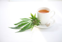 Hemp Tea .  Medical Cannabis Leaf