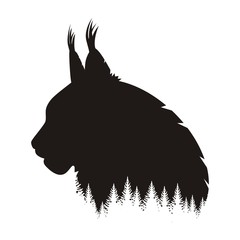 Wall Mural - Wild Lynx Head Silhouette