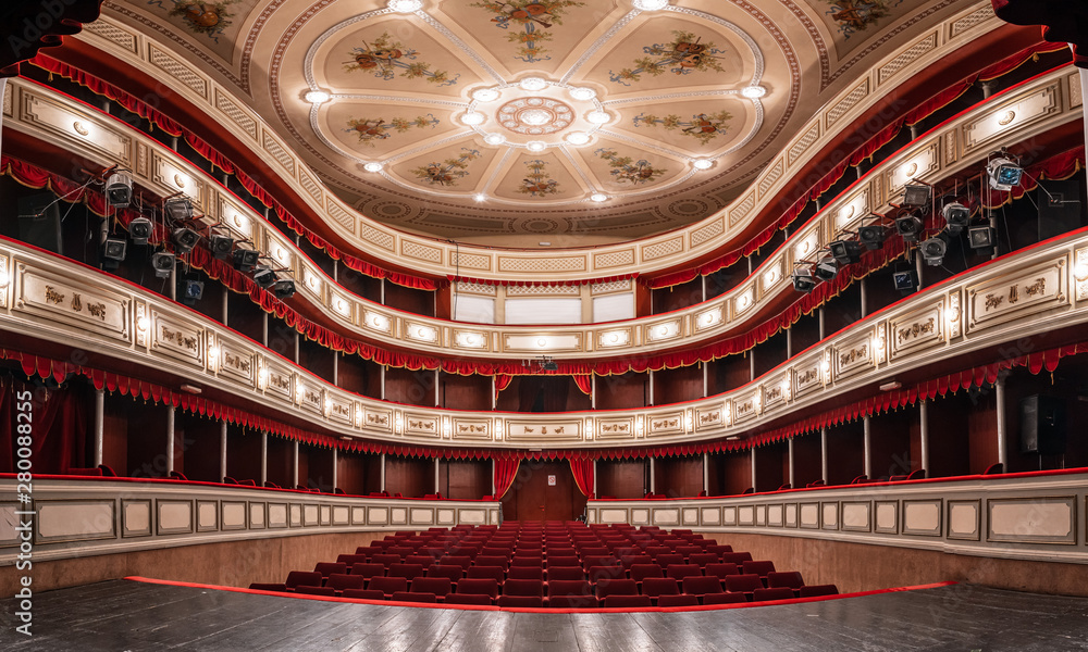 Theater building is 200 years old, a view from the inside - obrazy, fototapety, plakaty 