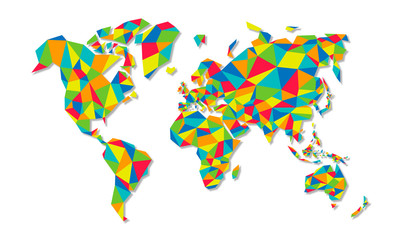 Poster - Colorful low poly world map geometric concept