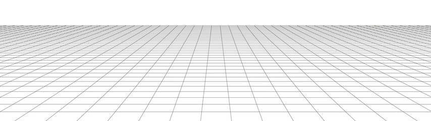 vector perspective grid. detailed lines on white background. widescreen illustration.