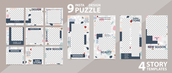 Trendy editable template for social networks stories and posts, vector illustration.